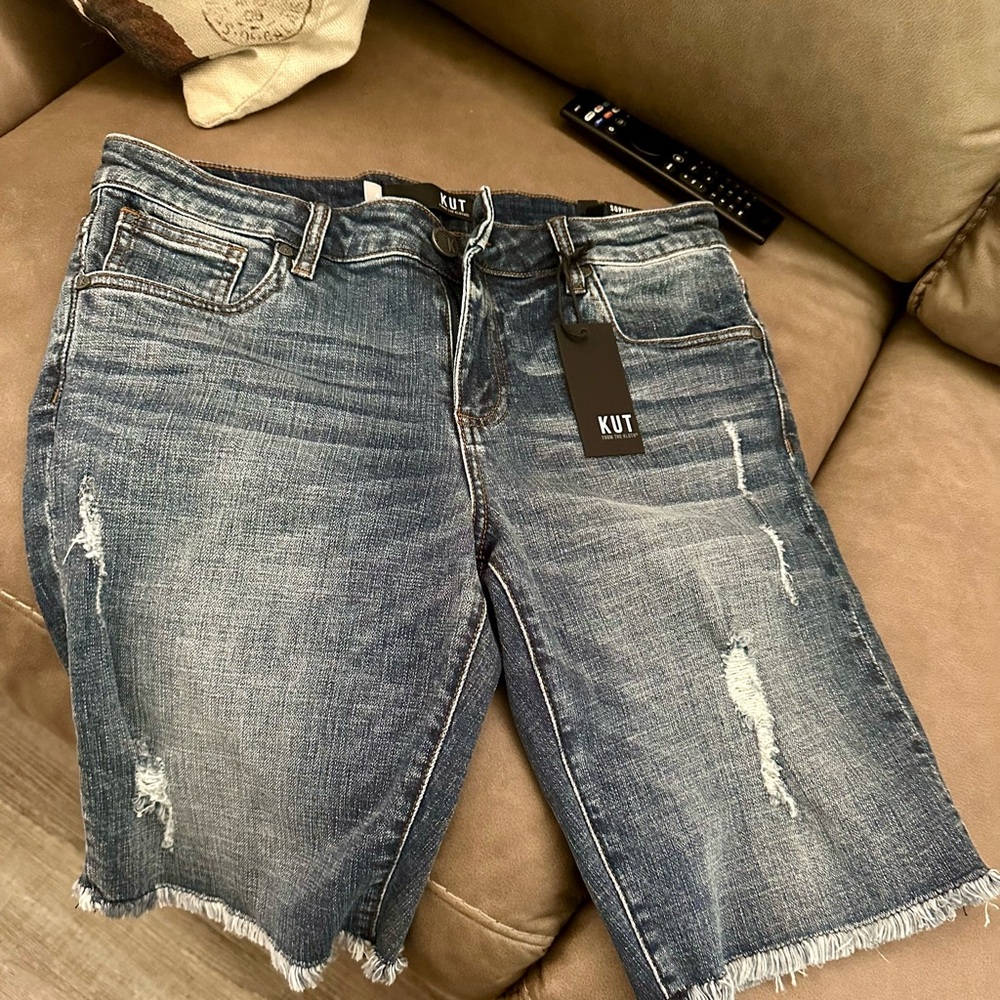 Kut from the Kloth Blue Jean Shorts Distressed Style